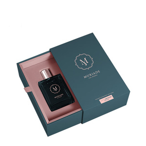 Boîte de tiroir en carton vert foncé de luxe personnalisée avec boîte-cadeau de parfum de qualité supérieure à ruban