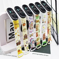 Jam Tangan Elektronik Digital LED Anti Air Layar Sentuh Desain Baru Pabrik Cetak Kartun untuk Siswa Anak Perempuan Laki-laki