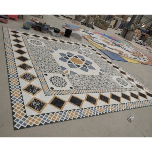 Đầy Màu Sắc Khảm Đá Cẩm Thạch Tùy Chỉnh Thiết Kế Mô Hình, Không Thường Xuyên Khảm Sàn Gạch Thiết Kế - Product Image 3