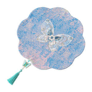 Alfombrilla de Té de Algodón y Lino con Borlas en Forma de Flor y Diseño de Mariposa Púrpura, Aislante Térmico y Anti-Escaldaduras para Ceremonia del Té en el Hogar - Product Image 5