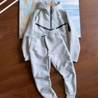 Sudadera con Capucha de Forro Polar de Alta Calidad para Hombre, Conjunto Casual de Otoño, Traje Deportivo de Dos Piezas