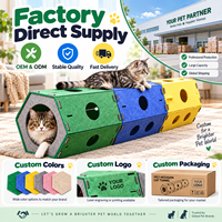 Tunnel pour chat en feutre hexagonal modulaire, grand tube de jeu pour chat, maison pour chat interactive d'intérieur, couleur personnalisée, vente en gros OEM