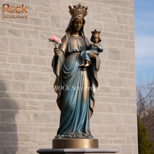 รูปปั้นทองสัมฤทธิ์สำหรับการเกิดของพระเยซูขนาดเล็กถือพรหมจารีโบราณสำหรับครอบครัวศักดิ์สิทธิ์กลางแจ้ง - Product Image 6