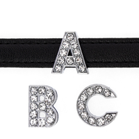 Connecteurs en alliage de 10 mm/8 mm avec lettres anglaises perforées pour la fabrication de bracelets, de porte-clés et d'accessoires de bijoux DIY