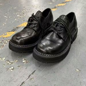 Zapatos Oxford de Cuero Negro con Punta Redonda, Cordones, Suela de Goma Antideslizante, para Todas las Temporadas, Calzado Formal para Hombre - Product Image 1