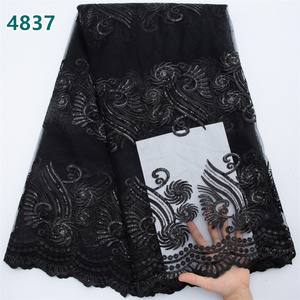 <span class=keywords><strong>Pizzo</strong></span> in Tulle Africano <span class=keywords><strong>Nero</strong></span> con Paillettes, <span class=keywords><strong>Pizzo</strong></span> Francese all'Ingrosso per Abiti da Festa Femminili, Codice 4837 - Product Image 4