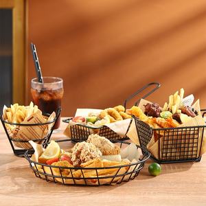 Keranjang Penggorengan Persegi Bulat dari Baja Tahan Karat untuk Kentang Goreng, Keranjang Logam Anyaman Besar Komersial untuk Penggorengan - Product Image 3