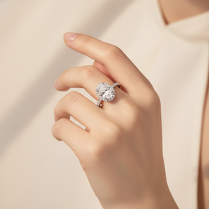 Nhẫn kim cương nhân tạo đạt chứng nhận IGI, 0.576ct, cắt oval sáng, viền đá mạ vàng bạch kim PT950, dành cho thời trang. - Product Image 3
