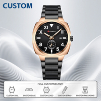 Montre personnalisée MOQ 50 PIÈCES Curren 8472 Mouvement à quartz Bracelet en acier inoxydable pour homme Cadran large Aiguilles lumineuses Montre-bracelet décontractée et professionnelle