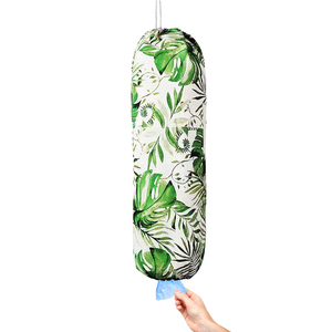 Drawstring Plastic Bag Holder Wall Mount Hanging Fabric Garbage Grocery Bag Storage Holder Plastic Bags Dispenser Organizer