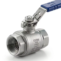 Válvulas de bola de acero inoxidable 316 de 2 vías con rosca NPT hembra, PN16 DN25 1" de paso completo, operación manual para agua, aceite y gas