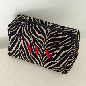 Borsa Cosmetica Personalizzata con Stampa Leopardata e Zebrata, in Tela con Cerniera, Organizer da Viaggio Portatile per Trucchi - Product Image 2