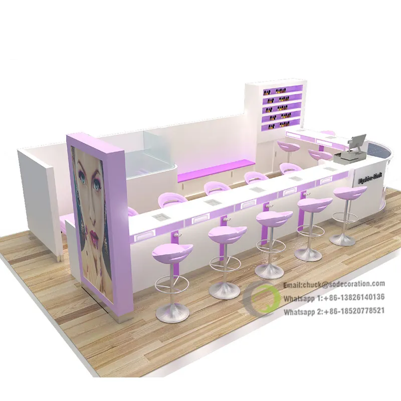 Beauty Salon đồ nội thất Set Nail Salon bàn và ghế salon tóc Salon kiosk cho trung tâm mua sắm