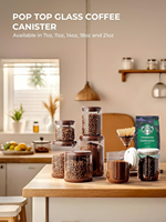Pot à café en verre borosilicate carré de haute qualité, hermétique, avec couvercle à ouverture rapide, style vide-air, pour le stockage des aliments secs dans la cuisine
