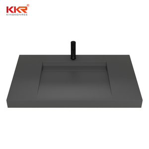 Bồn Rửa Đá Bề Mặt Rắn Màu Đen Bồn Rửa Phòng Tắm Sang Trọng Bồn Rửa Tủ Tích Hợp Gắn Tường - Product Image 5