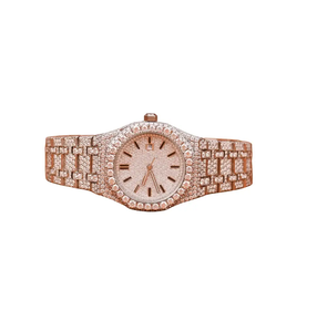 Reloj de pulsera de lujo para hombre de acero inoxidable con esfera sencilla, diamantes de moissanita VVS, estilo hip hop, con pavé completo - Product Image 2