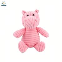 Jouet en peluche pour animaux de compagnie en velours côtelé rayé, lavable, personnalisé par le fabricant, mignon cochon éléphant élan cheval, jouet à mâcher couineur pour chien, CPC ODM