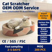 Griffoir ovale pour chat en carton ondulé en forme de bol, nid de griffonnage, panier de détente apaisant avec herbe à chat bio