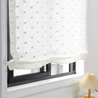 Voilages romains ZSTARR blancs à pois avec pompons, stores plats doux filtrant la lumière pour salon, chambre et décoration intérieure