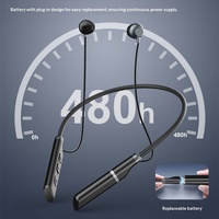 Headset Olahraga In-Ear 5.3 BT Berkualitas Tinggi dengan Daya Tahan Baterai Lama, Indikator LED, Model Pribadi