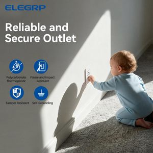 Prise décorative ELEGRP avec veilleuse, prise murale électrique avec éclairage LED intégré, prise résistante aux manipulations - Product Image 4