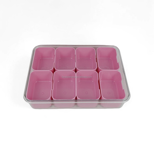 Hộp đựng đồ ăn nhẹ bằng nhựa trong suốt di động có khay đựng thức ăn chia ngăn, nắp đậy, tay cầm, hộp đựng gia vị tiện lợi, dễ mang theo - Product Image 6