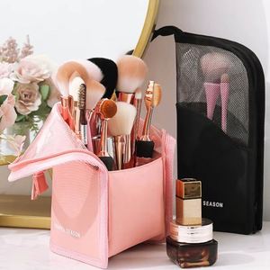 Wholesale <b>Custom</b> Logo Polyester Cosmetic Bag Makeup Brush Organizer Multi-Pocket Travel Toiletry Eyebrow Pencil <b>Lipstick</b> - Product Image 1