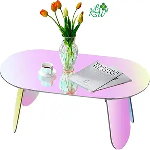 Table basse en acrylique tronc couleur naturelle meubles modernes meubles de salon Table basse ronde en verre Durable 2 pièces