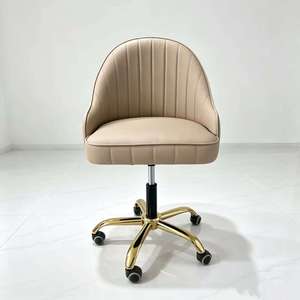 Ensemble de chaise de pédicure et de manucure en cuir PU avec base dorée de luxe pour salon de manucure, chaise de spa commerciale avec tabouret roulant pour technicien - Product Image 2