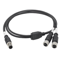 Connecteur de câble Ethernet industriel M12, adaptateur répartiteur 8 broches, boîtier rond DIN IP67 en laiton pour audio et vidéo