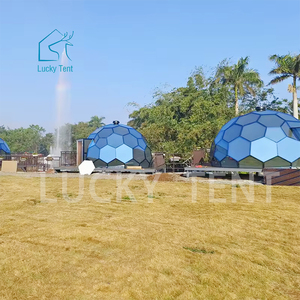 7m 6m Dome Tents Langlebiges Aluminium rahmen Geodätisches Glaskuppel hauszelt mit rosa Platte - Product Image 2