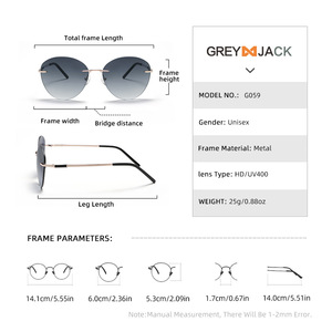 Gafas de Sol sin Marco Greyjack, Acero Inoxidable Negro, Lentes de PC con Protección UV400, Unisex, para Conducir - Product Image 3