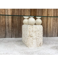 Nouveau design Table basse en travertin beige clair Dessus de table en verre Table basse en pierre naturelle pour la maison