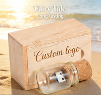 Clé USB en bois unique avec bouteille en verre flottante pour cadeaux de mariage, logo personnalisé, Plug-and-Play
