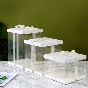 Прозрачная пластиковая квадратная коробка для торта, упаковка для торта - Product Image 1
