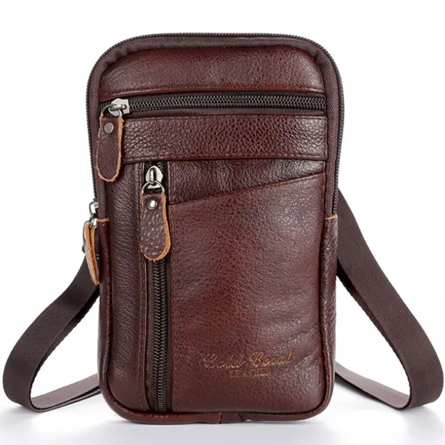Men's PU Leather Shoulder Bags Small Square High Quality Multi-Function Messenger Bag Retro Business Office Mobile Phone