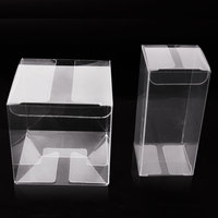 Boîtes à bonbons en plastique transparent personnalisées, boîtes en acétate transparentes en forme de cube, boîtes en plastique PET PVC pliables pour cadeaux avec cintre