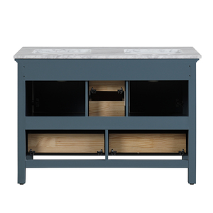 Meuble-lavabo de salle de bain luxueux en bois massif et contreplaqué avec double vasque, bleu antique, résistant à l'eau, fabriqué au Vietnam - Product Image 5