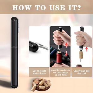 <span class=keywords><strong>Tire</strong></span>-<span class=keywords><strong>bouchon</strong></span> manuel élégant en acier inoxydable <span class=keywords><strong>avec</strong></span> ouvre-bouteille à pression d'air de style stylo à <span class=keywords><strong>aiguille</strong></span> pour un refroidissement efficace du bar à la maison - Product Image 2