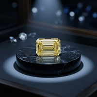 Diamant de laboratoire jaune vif fantaisie radiant de 2 carats certifié IGI, taille émeraude, pierre libre pour la fabrication de bijoux AURA LUXURIA