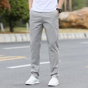 Men's High <b>Work</b> Casual Pants Mid <b>Waist</b> <b>Elastic</b> Straight 100% Cotton Breathable Lightweight <b>Trousers</b> Drawstring Closure - Product Image 5