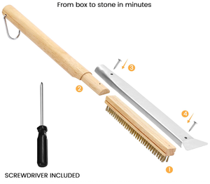Brosse <span class=keywords><strong>à</strong></span> <span class=keywords><strong>pizza</strong></span> 21 ''avec grattoir en pierre en acier inoxydable-poils en laiton-manche en bois-anneau suspendu-accessoire de <span class=keywords><strong>four</strong></span> <span class=keywords><strong>à</strong></span> <span class=keywords><strong>pizza</strong></span> extérieur - Product Image 6