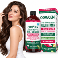 Multivitamine liquide OEM ODM avec biotine pour la santé des cheveux, de la peau et des ongles, supplément beauté sans sucre pour la nutrition quotidienne des femmes, marque privée