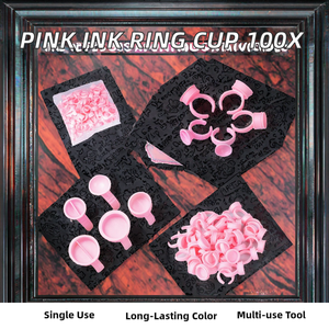 100 piezas de vasos desechables de silicona rosa para tinta de tatuaje, soporte de anillo, vasos de pigmento para microblading, para suministros de PMU - Product Image 2