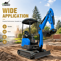 Mini-excavatrice EPA Euro V LAWNIO 18L avec cabine, moteur Kubota D722, chenilles en caoutchouc, prête à l'emploi pour les travaux agricoles et de jardinage, mini-excavatrice professionnelle de petite taille