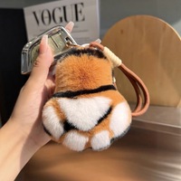Porte-clés en peluche patte de tigre mignonne en fourrure de lapin, pompon moelleux, breloque de sac, décoration de sac à main, porte-clés de voiture, vente en gros
