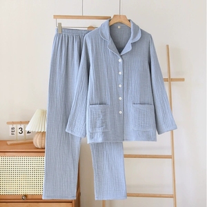 Set Loungewear da Donna in Cotone 100% a 4 Strati di Garza, Maniche Lunghe, Tessuto Materno di Classe A, Caldo per l'<span class=keywords><strong>Inverno</strong></span> - Product Image 3