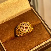 Bague à clipser motif léopard en argent sterling S925 plaqué or 18 carats, style Old Money, luxueuse et unisexe