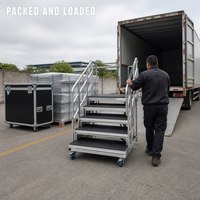 Escalier modulaire en aluminium avec garde-corps, plateforme d'accès mobile à 5 marches, roulettes pour concerts, événements et spectacles