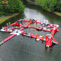 Parcours d'obstacles gonflable extérieur pour la maison, parc aquatique flottant, plateforme pour enfants, toboggans géants, taille personnalisée, garantie de 3 ans